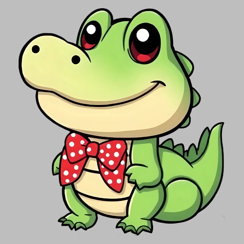 cute comic crocodile with red tie