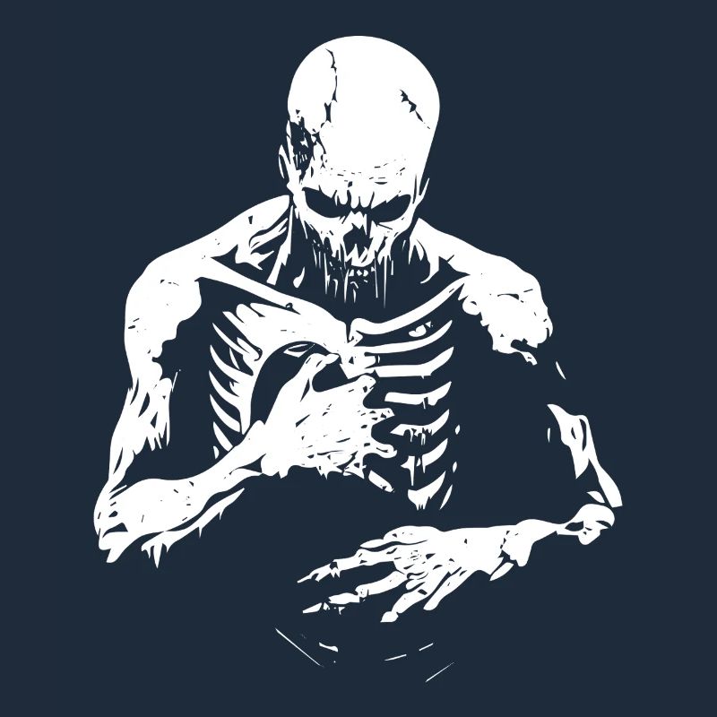 Zerfallender Zombie greift in Brustkorb