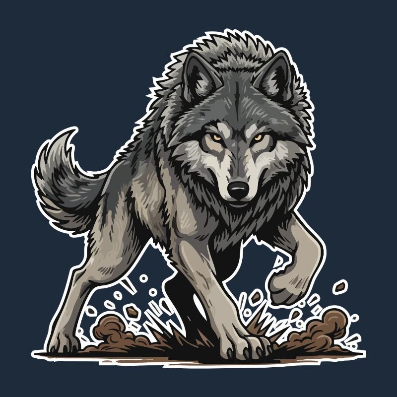 Wild Gray Wolf Walking Maskottchen Wolf Alpha