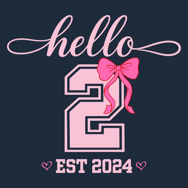 Hello 2 Est 2024 Pink Bow Design