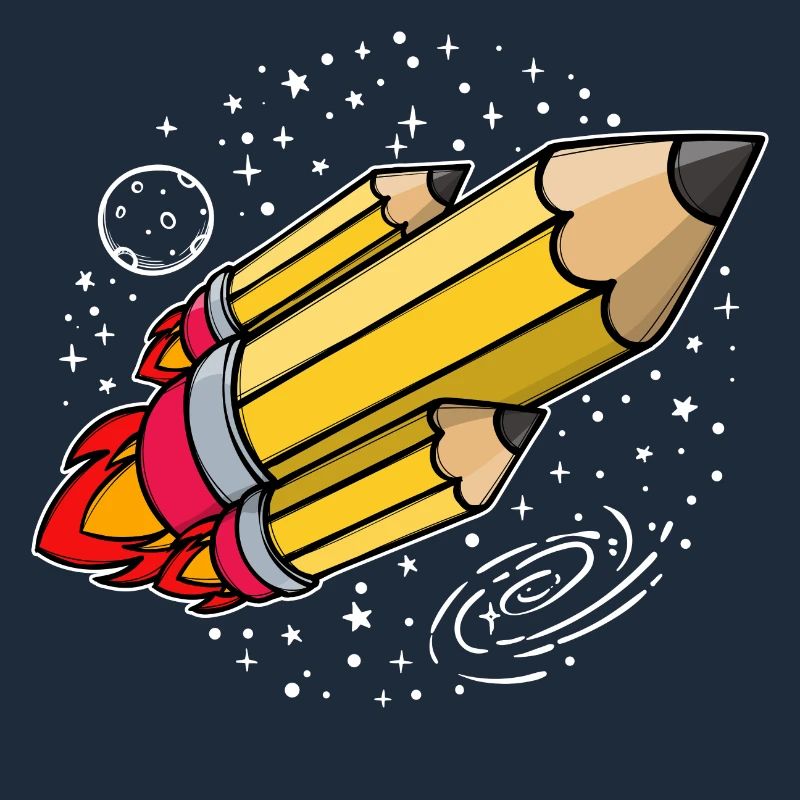 École début d’école crayon fusée lancement de l’école