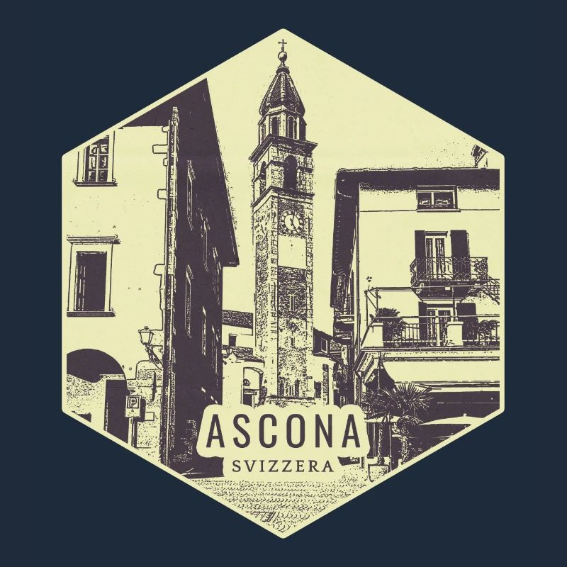 Ascona Stadtszene Vintage Stamp
