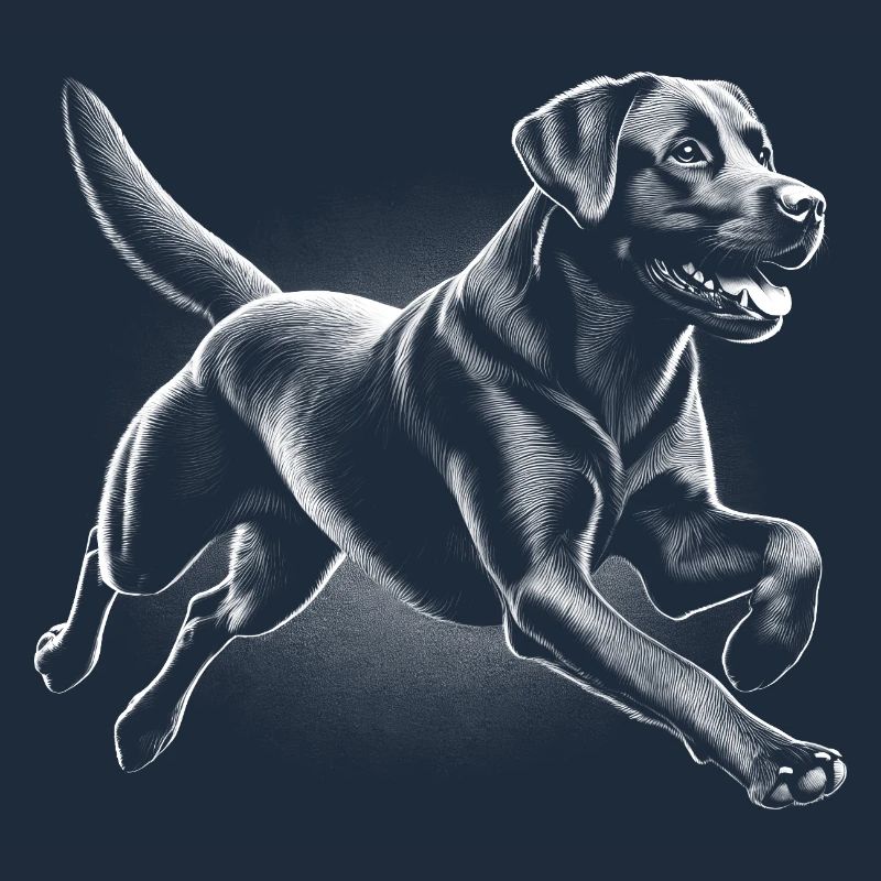 Labrador courant joyeux dans le style de dessin
