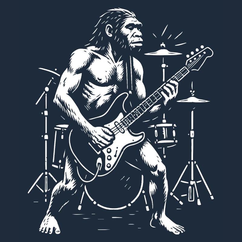 Wild Homo Erectus Gitarrist im chromatischen Modus