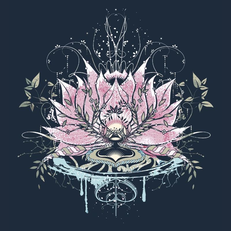 Fleur de lotus délicate avec des éléments d’eau et des graffitis