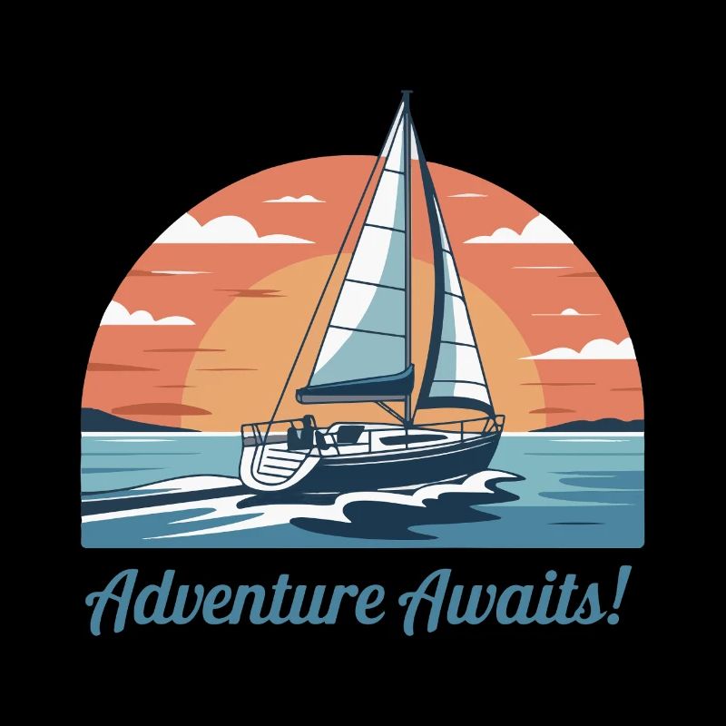 Sunset Sailing Adventure Illustration