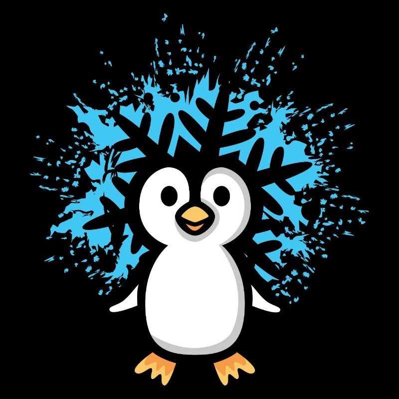 Penguin with Snowflake Cartoon