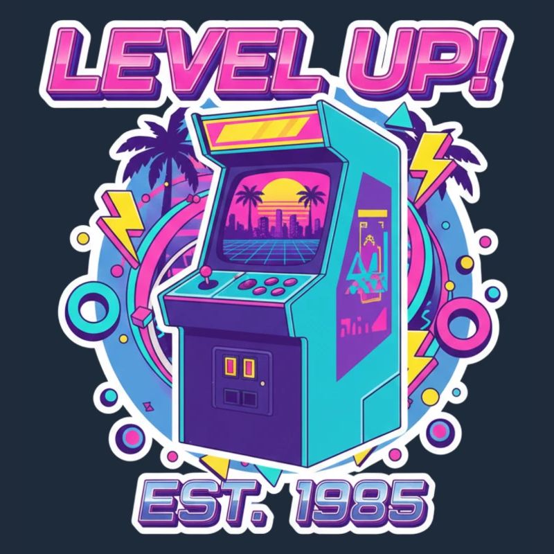 Level Up 1985 – Retro Arcade Automat Design