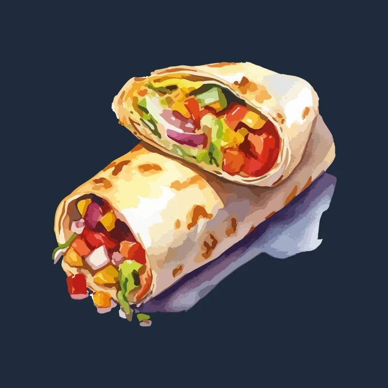 Colorful Vegetable Wrap Illustration