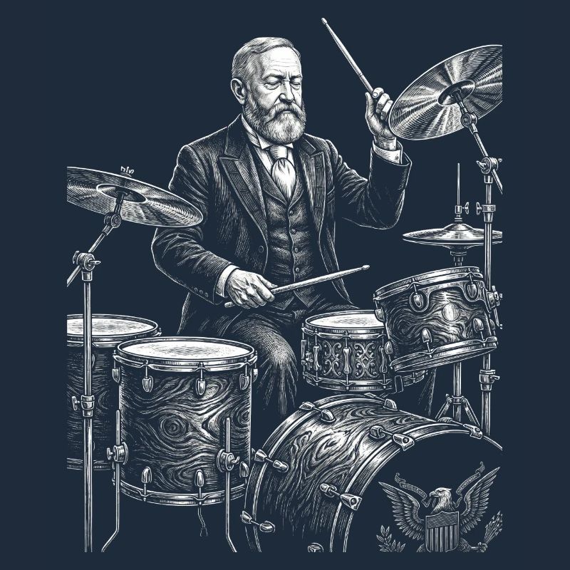 Benjamin Harrison spielt Schlagzeug