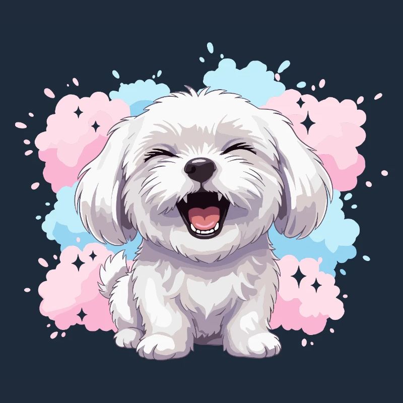 Cheerful Fluffy Dog Pastel Splash
