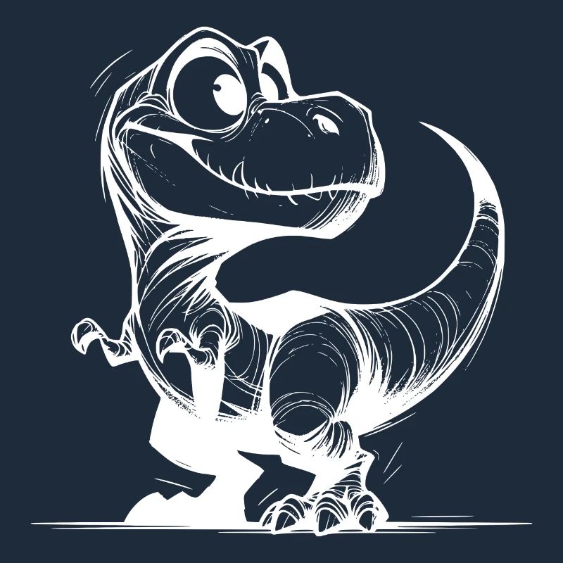 Dessin amical T-Rex Dino souriant