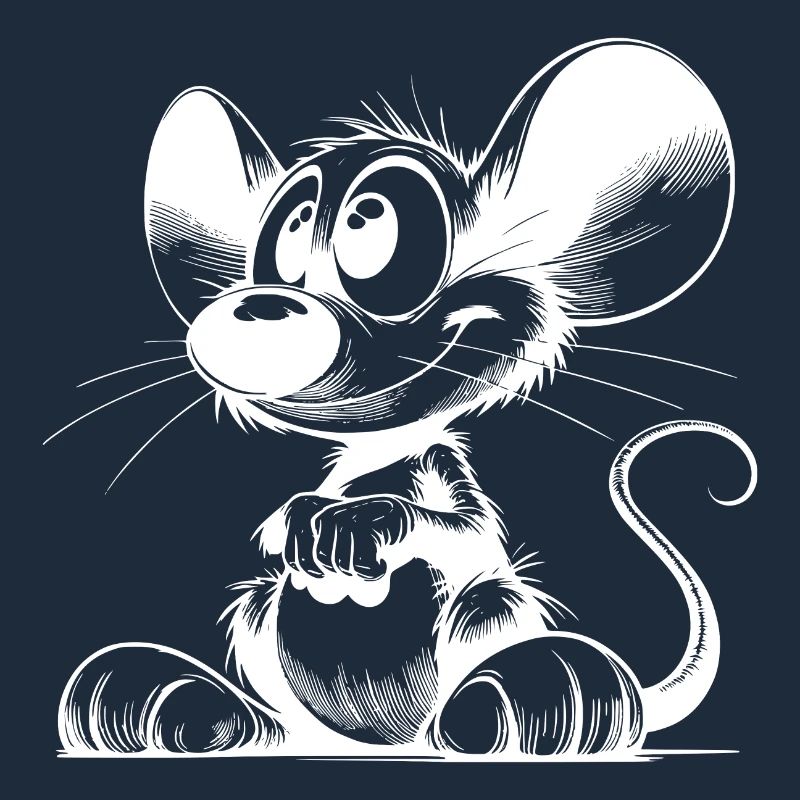 Grinning mouse with big eyes huge ears