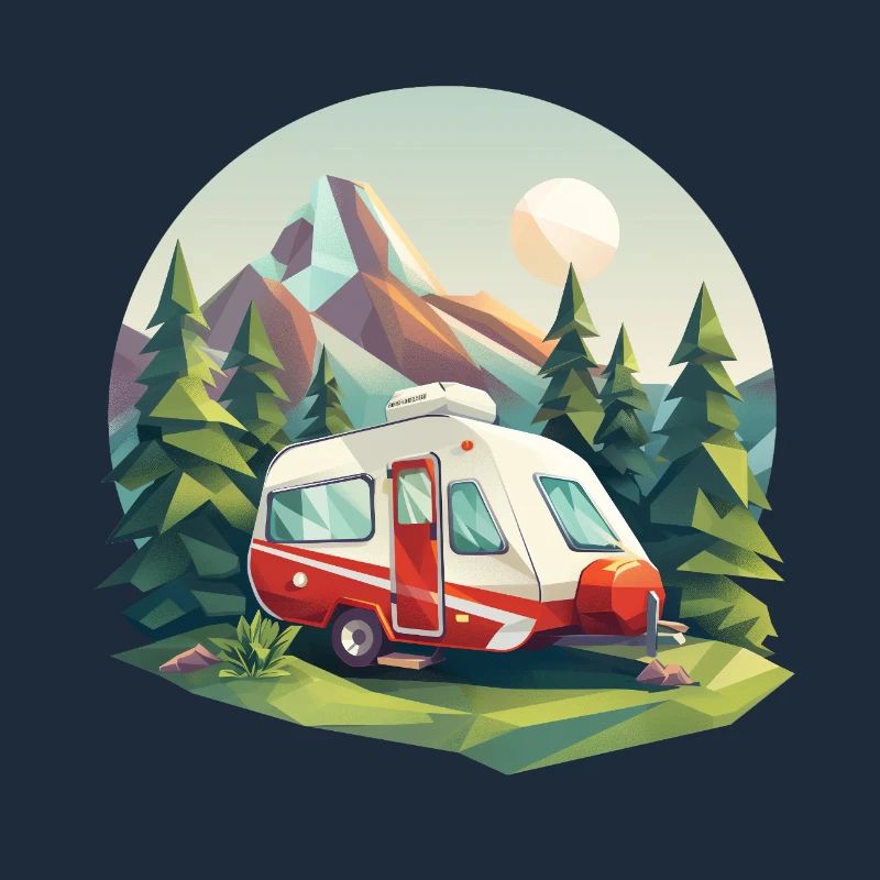 Camping à l’ancienne – Moderne dans un look low poly
