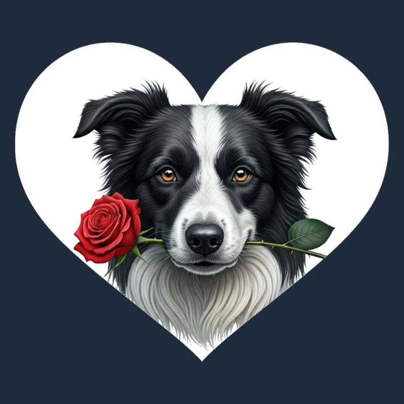 Border Collie mit Rose
