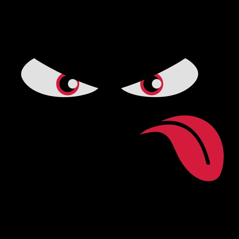 Evil-looking cartoon face tongue sticking out