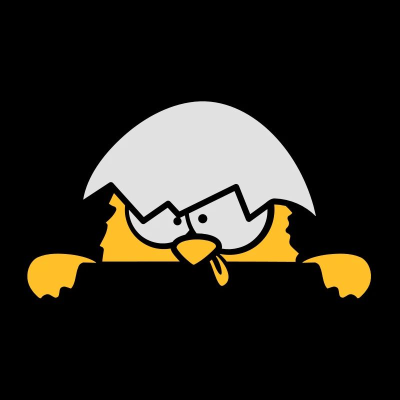 Poussins fous derrière le mur