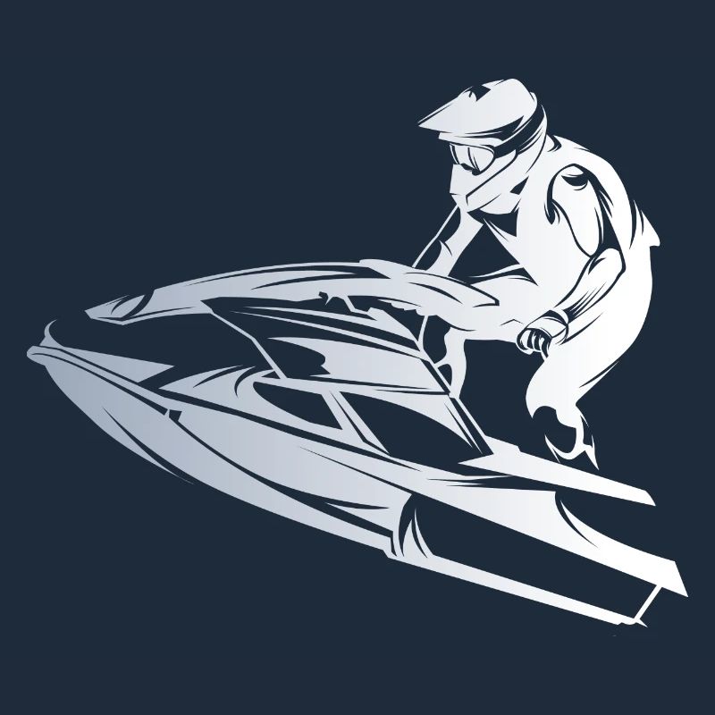 Fast-paced jet ski in silhouette