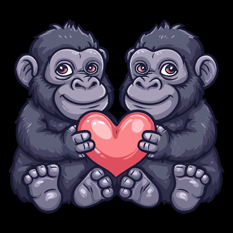 Couple de gorilles Amour Saint-Valentin