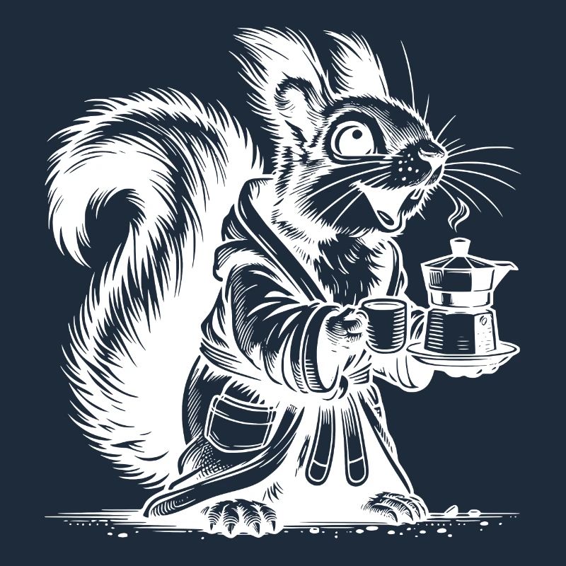 Lustiges Eichhörnchen mit starkem Kaffee Zeichnung