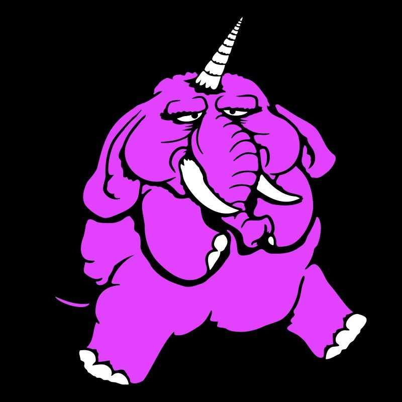 Unicorn, elephant, bad-tempered, angry, sad