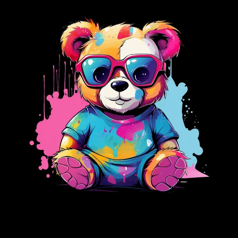 Bunter Teddy mit Sonnenbrille