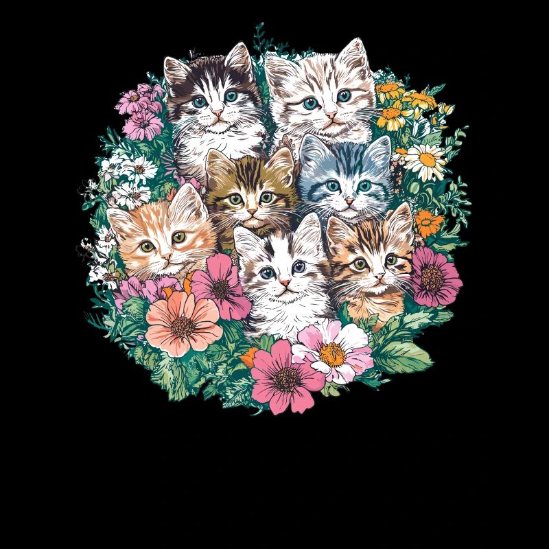 Gang de chats de fleurs