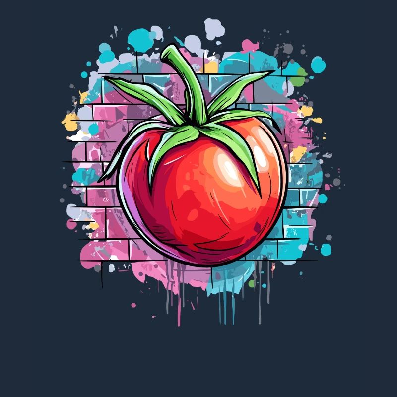 Graffiti Tomate auf Mauer