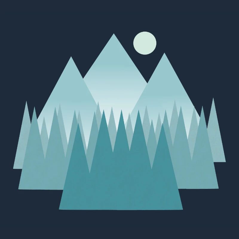 Astral mountain landscape in blue tones