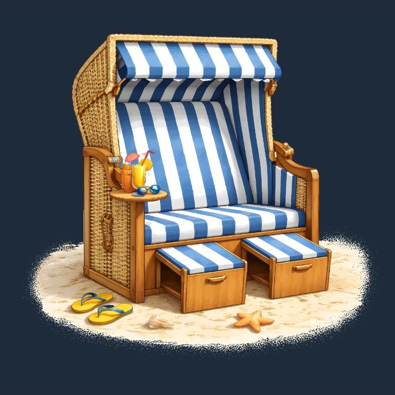 Chaise longue de plage dans le sable avec une boisson d’été