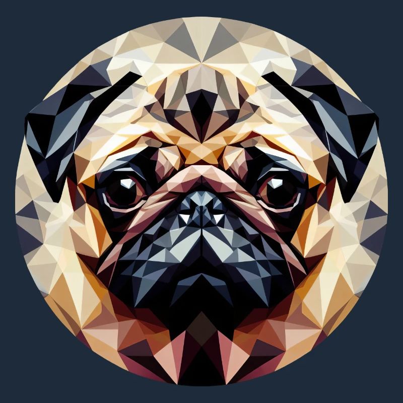 Polygonal Pug Dog Round