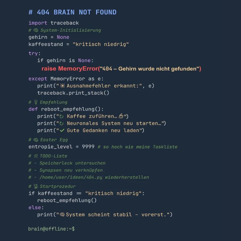 404 Brain Not Found Python Code