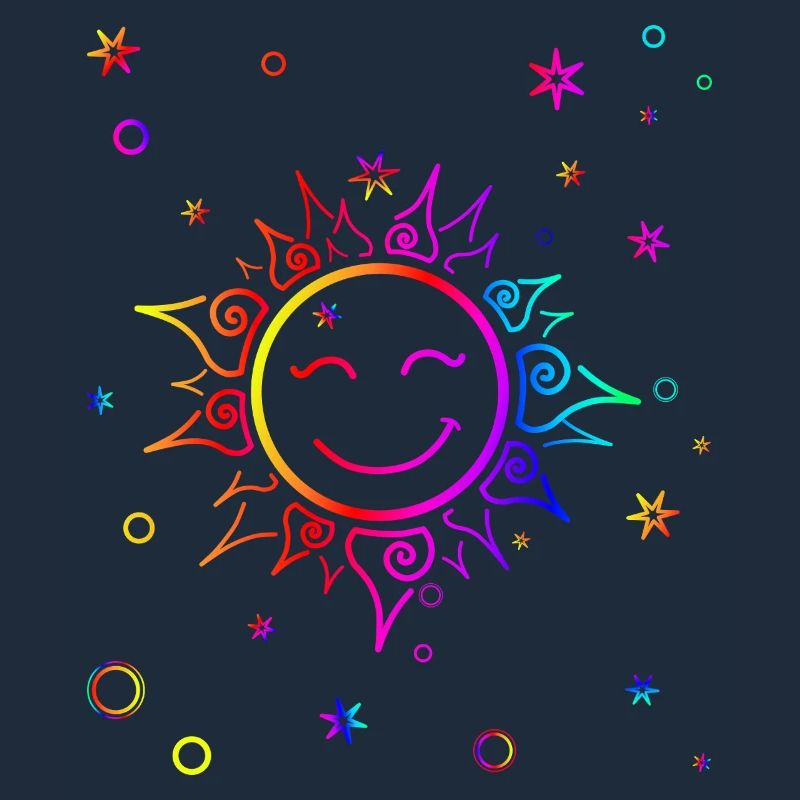 lächelnde Sonne Farbverlauf Regenbogen