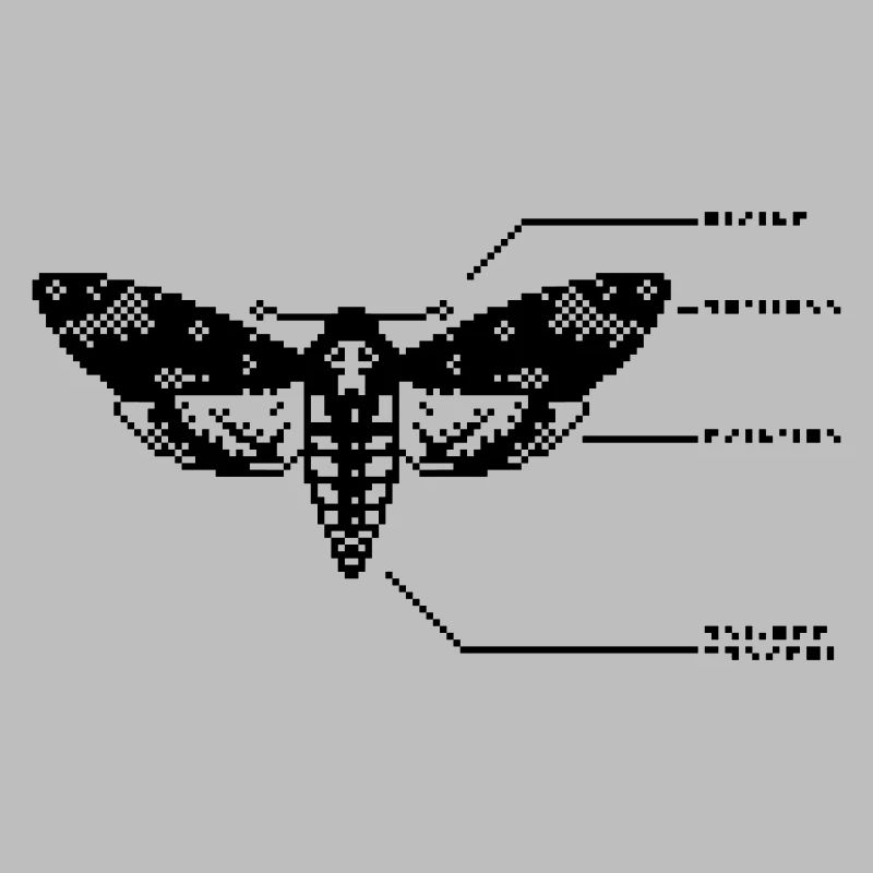 1bit Pixel Crâne Hawkmoth