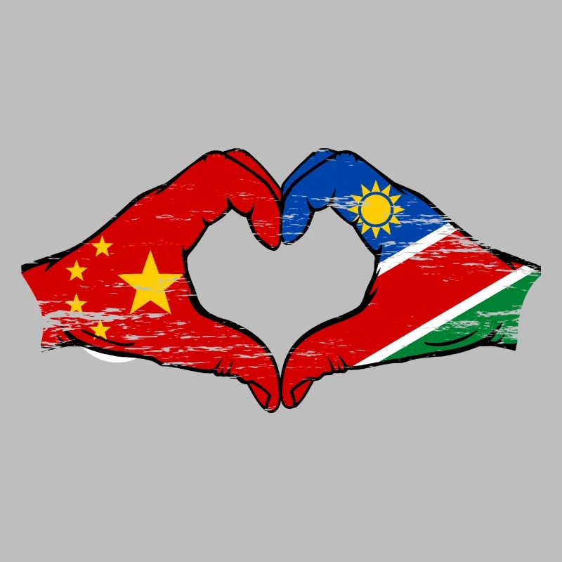 China Namibia Flag Hands Heart Shape