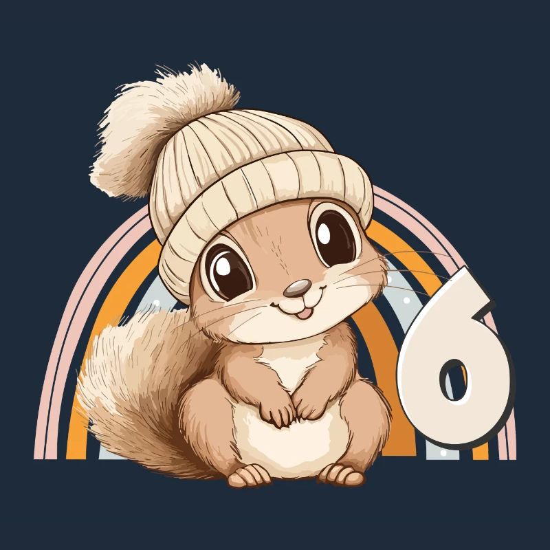 6. Geburtstag Eichhörnchen Regenbogen Süß Niedlich