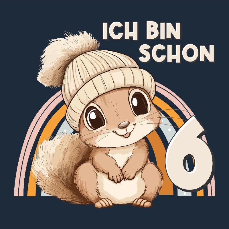 6. Geburtstag Eichhörnchen Regenbogen Süß Niedlich