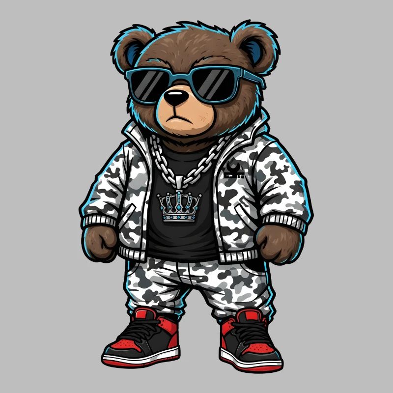Sweat à capuche Cool Bear en Pull Camouflage