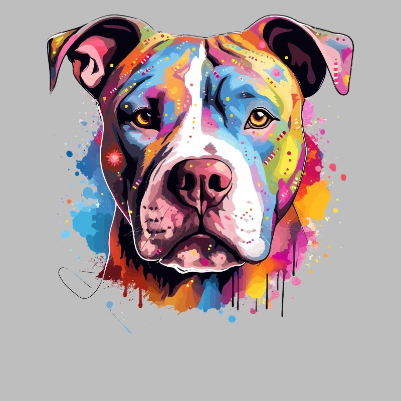 Pitbull coloré avec des éclaboussures de chien