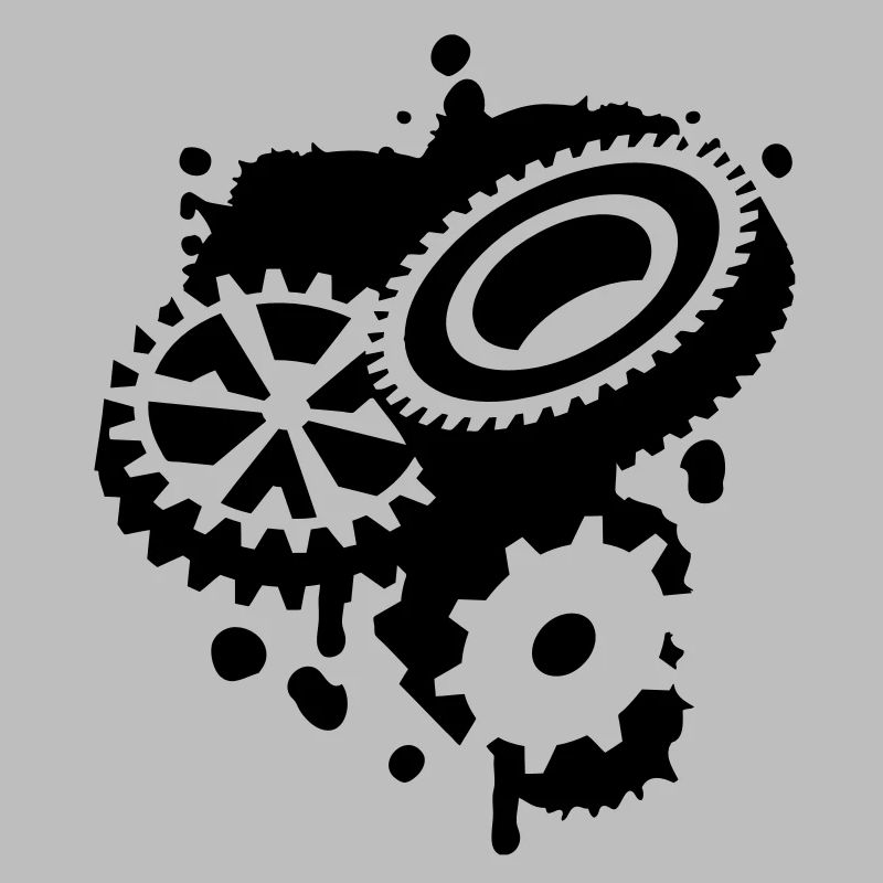 Trois roues dentées comme un graffiti