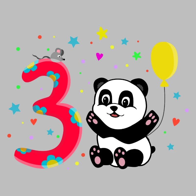 Third Birthday 3rd Year Old Panda Cute Gift