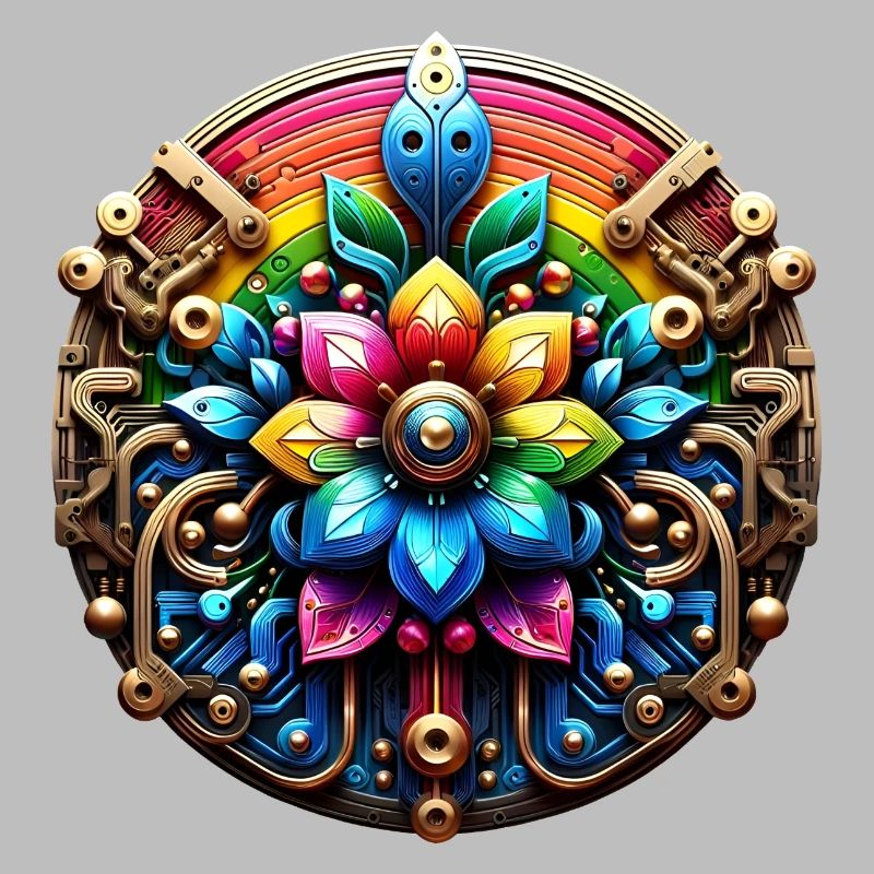 Psychedelische Steampunk Blume Regenbogen