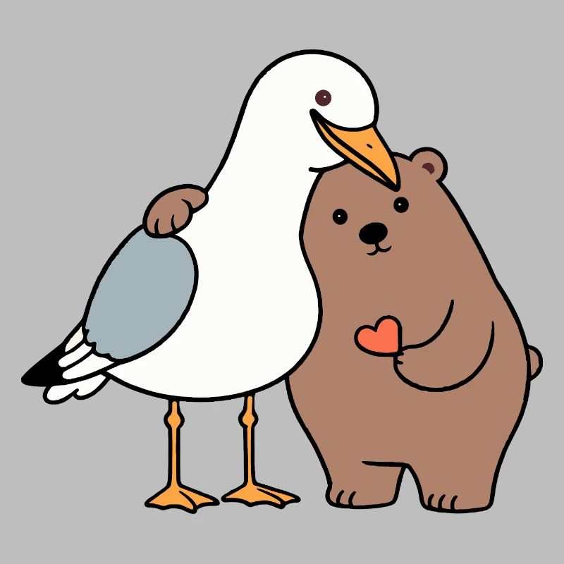 Mer du Nord Mouette Ours Brun Amitié Amour Maigre