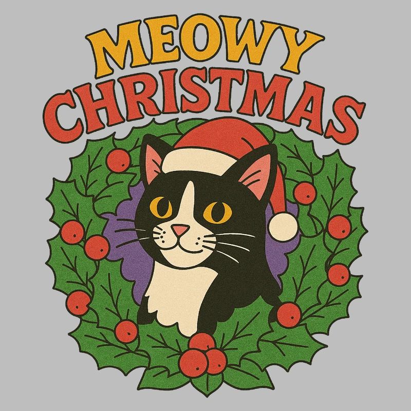 Festliches Katzen-Weihnachtskranz-Design