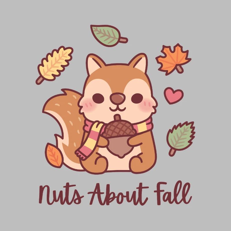 Süßes Eichhörnchen mit Eichelnüssen über den Herbst lustig