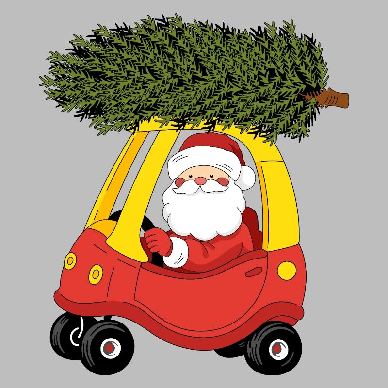 Der Weihnachtsmann trägt einen Weihnachtsbaum