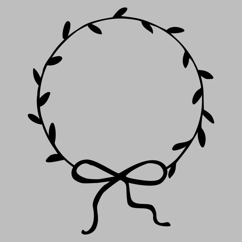 Leaf wreath with bow hand drawn