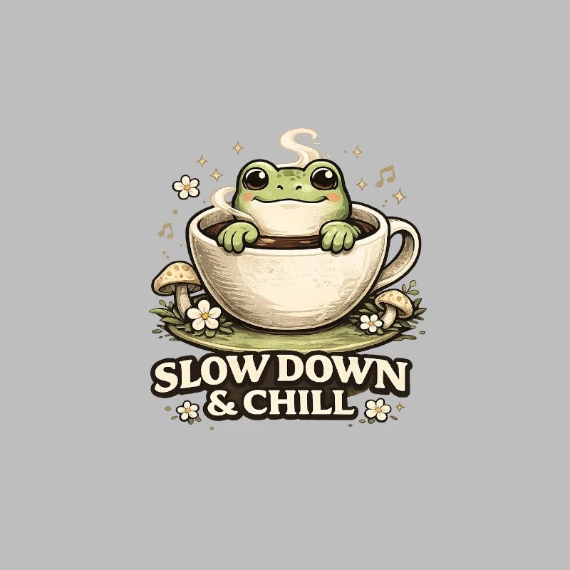 Slow Down & Chill – Cute Frog Coffee Aesthetic 