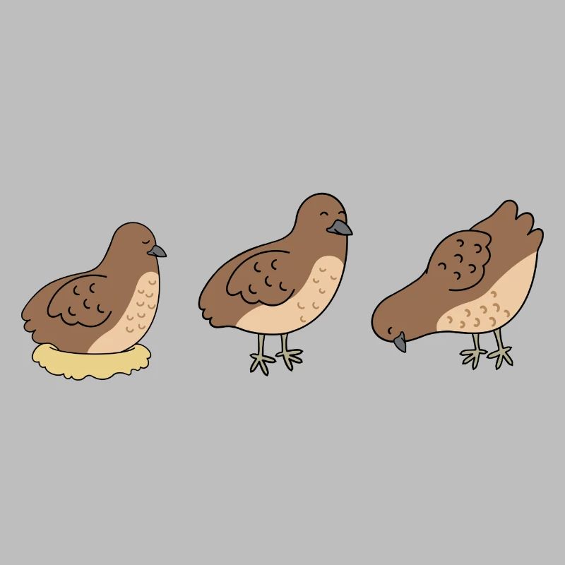 Three Quails - Minimalist Quail Design