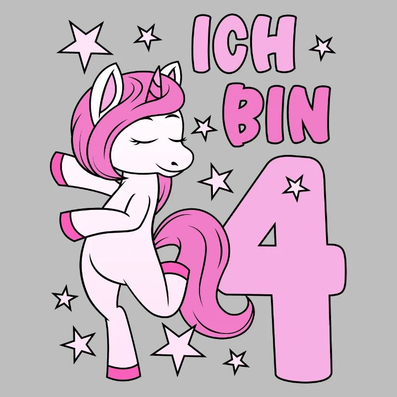 4. Geburtstag Mädchen süßes rosa Einhorn Ich bin 4